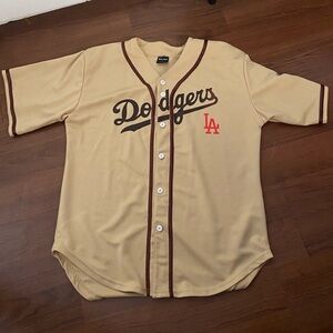 Beige Dodgers Baseball Jersey